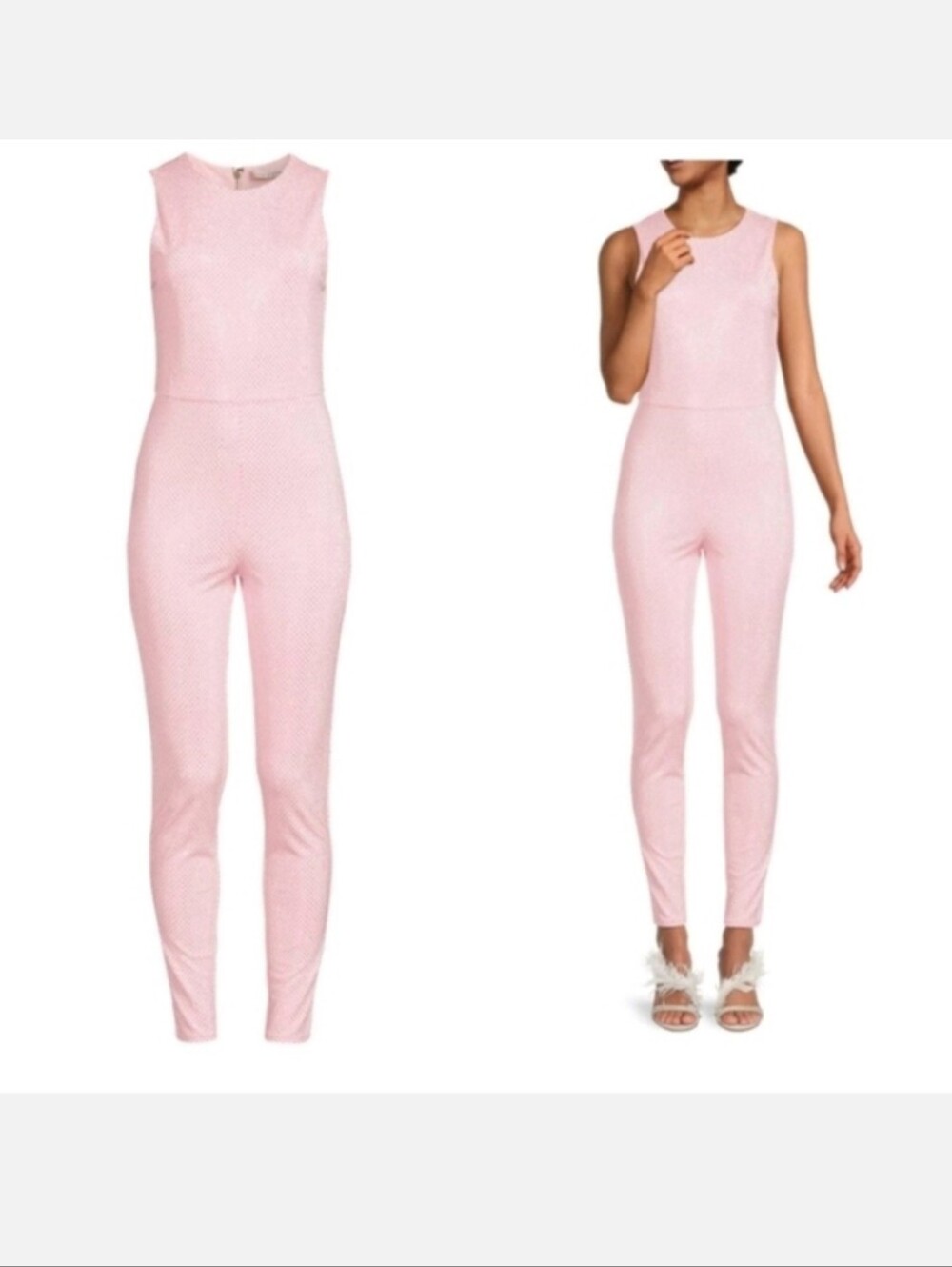 Alice + Olivia Light Pink Embellished Sleeveless Jumpsuit Size 8 NWT - Picture 6 of 16